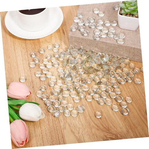 Zerodeko 200pcs Clear Glass Pebbles for Vases and Aquariums Decorative Flat Marbles Non Floating Beads for Home and Garden Decor Low Maintenance Craft Filler in Saudi Arabia