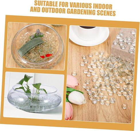 Zerodeko 200pcs Clear Glass Pebbles for Vases and Aquariums Decorative Flat Marbles Non Floating Beads for Home and Garden Decor Low Maintenance Craft Filler in Saudi Arabia