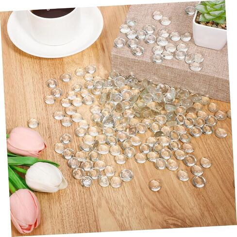MAGICLULU 200Pcs Clear Flat Glass Beads Decorative Stones for Vases Fish Tanks Garden Decor Non Floating Glass Pebbles for Crafts Home Decoration in Saudi Arabia