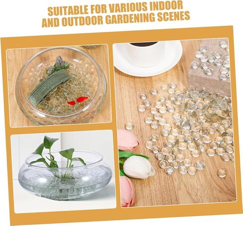 MAGICLULU 200Pcs Clear Flat Glass Beads Decorative Stones for Vases Fish Tanks Garden Decor Non Floating Glass Pebbles for Crafts Home Decoration in Saudi Arabia