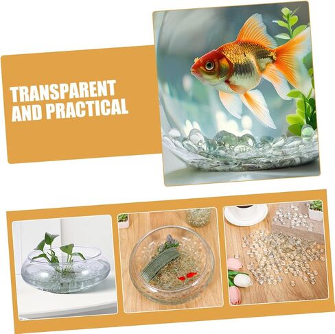 MAGICLULU 200Pcs Clear Flat Glass Beads for Vase Fillers Decorative Glass Marbles for Home Garden Aquarium and Fish Tank Decorations Easy Maintenance and Stable Support in Saudi Arabia