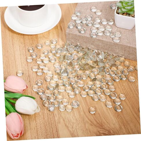 MAGICLULU 200Pcs Clear Flat Glass Beads for Vase Fillers Decorative Glass Marbles for Home Garden Aquarium and Fish Tank Decorations Easy Maintenance and Stable Support in Saudi Arabia