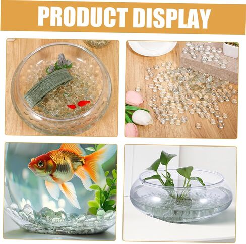 MAGICLULU 200Pcs Clear Flat Glass Beads for Vase Fillers Decorative Glass Marbles for Home Garden Aquarium and Fish Tank Decorations Easy Maintenance and Stable Support in Saudi Arabia
