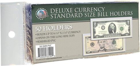 WERLIKEMerrick Mint 50 Regular Deluxe PVC Currency Sleeve Bill Holders Paper Money SEMI Rigid - 50 Count in Saudi Arabia