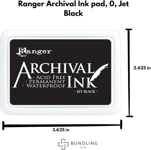 Ranger Archival Ink Pad and Reinker Bundle – Jet Black – Permanent, Waterproof, Acid-Free Ink Pad with 0.5oz Reinker – Ideal for Stamping, Scrapbooking, and Mixed Media in Kuwait