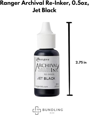 Ranger Archival Ink Pad and Reinker Bundle – Jet Black – Permanent, Waterproof, Acid-Free Ink Pad with 0.5oz Reinker – Ideal for Stamping, Scrapbooking, and Mixed Media in Kuwait