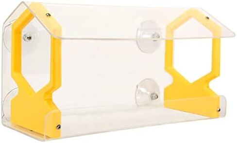 JCS Wildlife Diner Diner 13 Window Feeder - يحمل 4 أكواب بذور الطيور (أصفر) in Kuwait