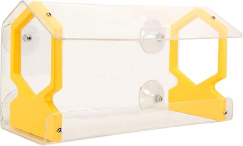 JCS Wildlife Diner Diner 13 Window Feeder - يحمل 4 أكواب بذور الطيور (أصفر) in Kuwait