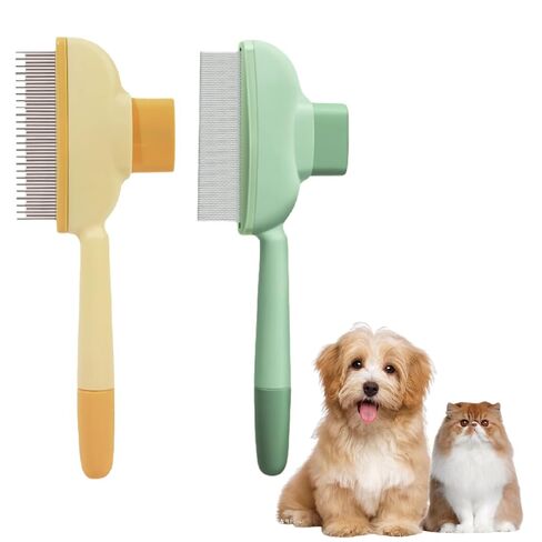مشط البراغيث للقطط والكلاب - مشط إزالة شعر الحيوانات الأليفة ثنائية الجانب مع أسنان طويلة/قصيرة من الفولاذ المقاوم للصدأ - فرشاة فعالة للتسلق لاستقصاء وتصنيع الاستمالة in Kuwait