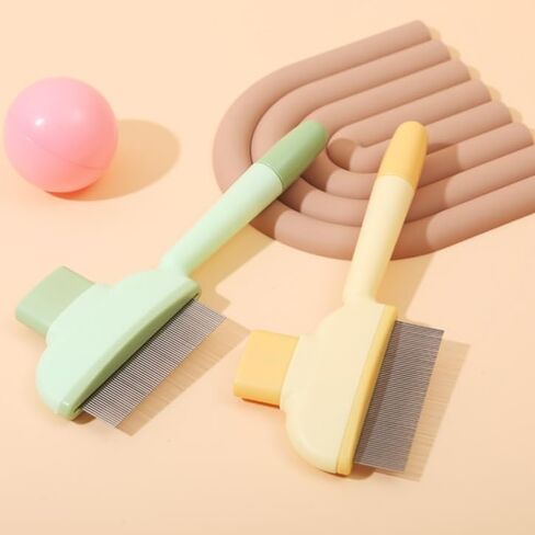 مشط البراغيث للقطط والكلاب - مشط إزالة شعر الحيوانات الأليفة ثنائية الجانب مع أسنان طويلة/قصيرة من الفولاذ المقاوم للصدأ - فرشاة فعالة للتسلق لاستقصاء وتصنيع الاستمالة in Kuwait