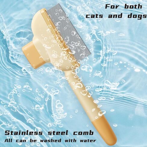 مشط البراغيث للقطط والكلاب - مشط إزالة شعر الحيوانات الأليفة ثنائية الجانب مع أسنان طويلة/قصيرة من الفولاذ المقاوم للصدأ - فرشاة فعالة للتسلق لاستقصاء وتصنيع الاستمالة in Kuwait