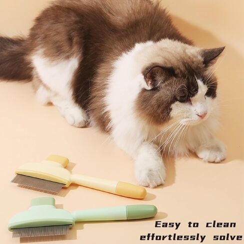 مشط البراغيث للقطط والكلاب - مشط إزالة شعر الحيوانات الأليفة ثنائية الجانب مع أسنان طويلة/قصيرة من الفولاذ المقاوم للصدأ - فرشاة فعالة للتسلق لاستقصاء وتصنيع الاستمالة in Kuwait