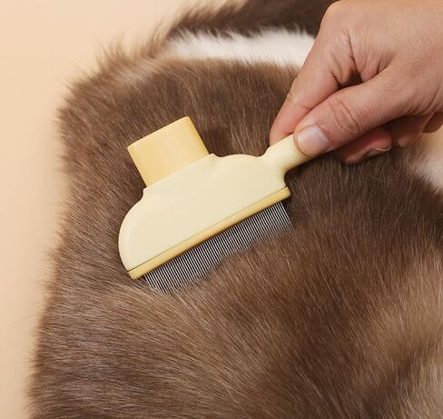 مشط البراغيث للقطط والكلاب - مشط إزالة شعر الحيوانات الأليفة ثنائية الجانب مع أسنان طويلة/قصيرة من الفولاذ المقاوم للصدأ - فرشاة فعالة للتسلق لاستقصاء وتصنيع الاستمالة in Kuwait