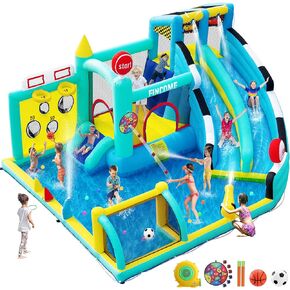 منزل مزدوج للمنزل للرجال 3-10 ، قلعة كبيرة ترتد مع منفاخ الهواء 550 واط ، حمام سباحة ، قفز ، تسلق ، كرات ، إرم خاتم ، حديقة مائية قابلة للنفخ لعطلة عيد الميلاد في الهواء الطلق في الهواء الطلق in Kuwait
