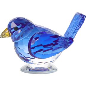 Qianwei Blue Crystal Bird Figurine Collectible - Handmade Glass Animals Figurines Crystal Office Desk Table Home Decor Paperweight in Saudi Arabia