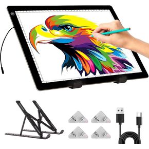 A4 Light Board for Diamond Painting - Tracing Light Box مع حامل ، وسادة ضوء سطوع 3 مستويات غير قابلة للتخطي in Kuwait