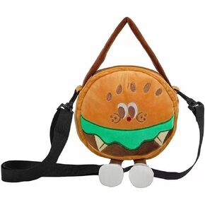 Hamburger Style Crossbody Purse for Girls Teens Women, Kawaii Cute Mini Handbag with Zipper, Plush Stuffed Toy Gift in Kuwait