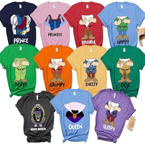 Custom Halloween Matching Seven Dwarfs Shirts - 7 Dwarfs Costume Group Matching T-shirt - Halloween Costume Family Matching Shirt - Halloween Group Sweatshirt for Mom Dad Kids Toddler Tee Hoodie Long Sleeve in Saudi Arabia