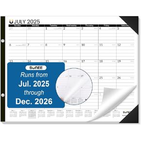 SUNEE 2025-2026 Desk Calendar Large 22x17 until December 2026, Extra Large Desk Blotter Teacher Desk Calendar Pad 18 Months For Desktop, Black in Kuwait