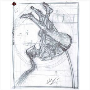 Girl in Motion N.5 (1) org ، رسم شخصية حر ، رياضي أنثى ، القفز القطب ، ليون 47 ، القلم على الورق - حجم الرسالة / A4 210 × 297 مم (8.27 × 11.69 بوصة) in Kuwait
