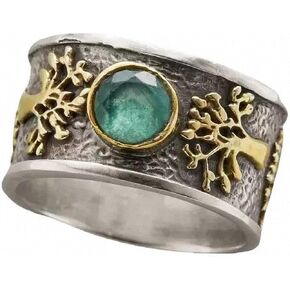 Hokygoky Women Tree of Life Lucky Flower Wide Band Ring Gold Pink Opal Green Enamel Resin Plated Dainty Tree Rhinestone Statement Thumb Index Full Finger Chunky Ring Party Crystal Vintage Jewelry in Kuwait