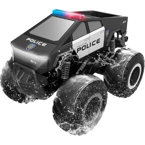 GoBang 1:16 Amphibious Cyber Police Car Monster Truck Toys Remote Control Car Waterproof Rc Cars 4WD All Terrain Off-Road Trucks for 6 7 8 9 10 11 12 Year Old Boys Girls Gifts Presents in Saudi Arabia