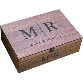 Personalized Memory Keepsake Wooden Box - Gift for Him, Her, Boyfriend, Girlfriend, Couple, Anniversary, Engagement, Wedding gift, Gift box (Walnut, Extra Small) in Saudi Arabia