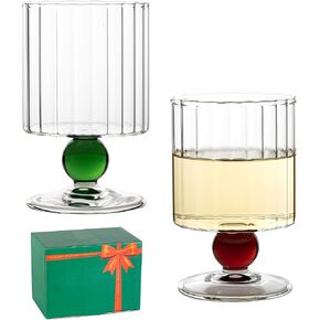 Vintage Drink Glasses Set of 2, 7.1oz Borosilicate Champagne, Whiskey, Juice Glasses, Base Glassware for Wine Beer Whiskey Cocktails Beverage Drinking, Tall Tumbler Goblet Glassware for Cocktails in Saudi Arabia