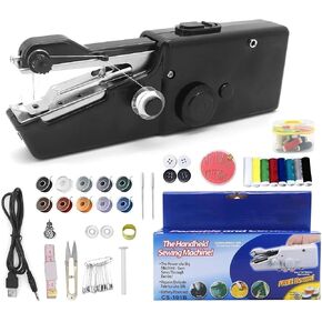 طقم آلة الخياطة المحمولة المحمولة ميني USB Electric Schitch يدويًا يدويًا ممسكًا بالخياطة Stapler Small Easy Sew Machine Travel Tairy Thury Thoret Shice Metergery Tool Device (Black) in Kuwait