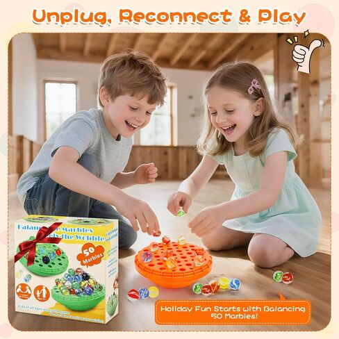 Marble Balance Game - 50 Colorful Marbles with Built-in Storage, Fun Family Challenge for 1-4 Players, Educational Toy for Kids & Adults, Perfect for Parties, Travel & Birthday Gifts (Pumpkin Orange) in Saudi Arabia
