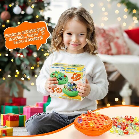 Marble Balance Game - 50 Colorful Marbles with Built-in Storage, Fun Family Challenge for 1-4 Players, Educational Toy for Kids & Adults, Perfect for Parties, Travel & Birthday Gifts (Pumpkin Orange) in Saudi Arabia