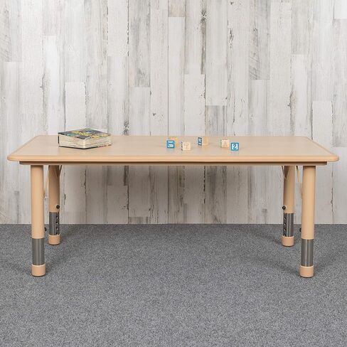 23.625" W x 47.25" L Natural Plastic Adjustable Activity Table-School Table for 6 in Saudi Arabia