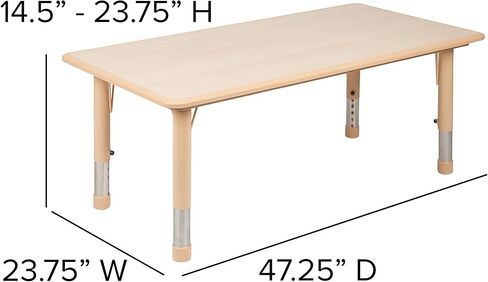 23.625" W x 47.25" L Natural Plastic Adjustable Activity Table-School Table for 6 in Saudi Arabia