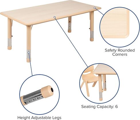 23.625" W x 47.25" L Natural Plastic Adjustable Activity Table-School Table for 6 in Saudi Arabia
