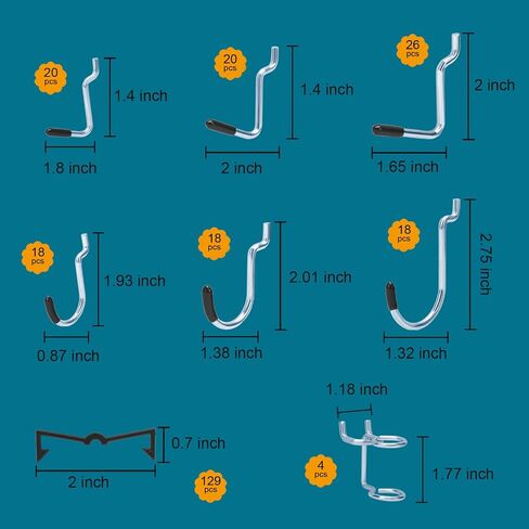 248PCS Pegboard Accessories Organizer Kit, Pegboard Bins, Pegboard Set for Tools, 1/8 and 1/4 inch Pegboard Hooks Assortment, Pegboard Bins, Metal Hooks for Hanging Storage (All Black) in Kuwait