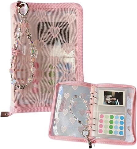 A6 Plannner Binder Heart Pattern Pattern Lace Photocard Binder Collecting Book for Journal Scrapbook دفتر دفتر مع 20 أكمام بلاستيكية ومربحة كريستال (أسود) in Kuwait