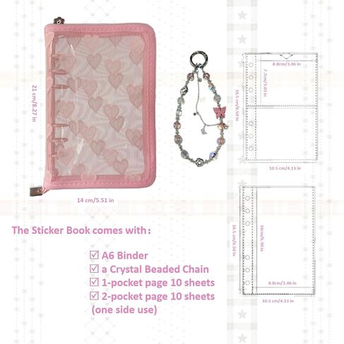 A6 Plannner Binder Heart Pattern Pattern Lace Photocard Binder Collecting Book for Journal Scrapbook دفتر دفتر مع 20 أكمام بلاستيكية ومربحة كريستال (أسود) in Kuwait