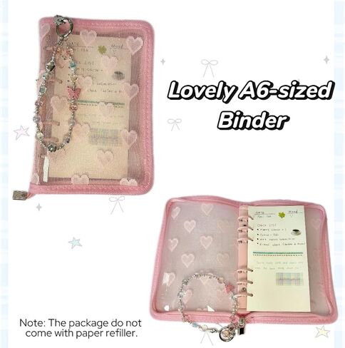 A6 Plannner Binder Heart Pattern Pattern Lace Photocard Binder Collecting Book for Journal Scrapbook دفتر دفتر مع 20 أكمام بلاستيكية ومربحة كريستال (أسود) in Kuwait