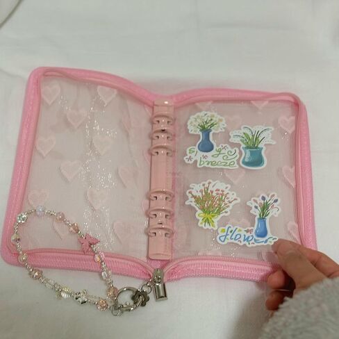A6 Plannner Binder Heart Pattern Pattern Lace Photocard Binder Collecting Book for Journal Scrapbook دفتر دفتر مع 20 أكمام بلاستيكية ومربحة كريستال (أسود) in Kuwait