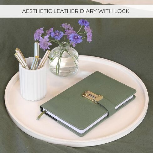Aesthetic Diary with Lock – Beautiful Leather Journal with Easy to Change Code Lock & Refillable Pages – Quality Planner for Women with Bookmark & Pen Holder to Securely Protect Thoughts & Memories in Saudi Arabia
