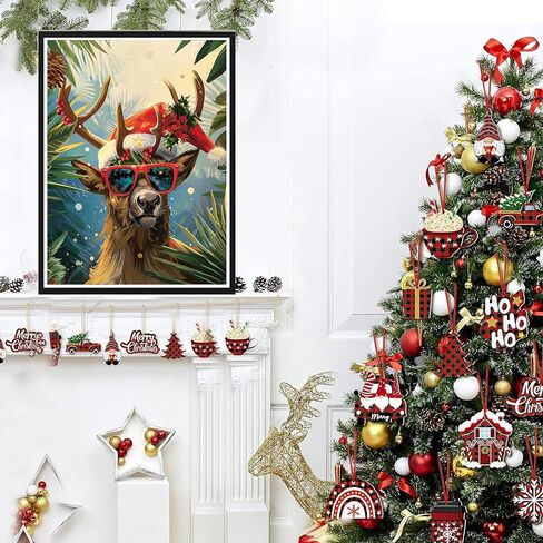SKRYUIE 5D Dog Diamond Painting Kits - DIY Diamond Art Christmas, Full Round Drill - Crystal Embroidery Cross Stitch - Adult Craft for Wall & Office Decor - 12x16 inch in Kuwait