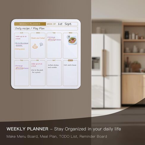 SELEAD 18 "X18" لوحة تخطيط زجاجية مغناطيسية لشقة صغيرة - تقويم جدار Whiteboard Whiteboard Whiteboard ، لوحة Message Todo Board للمطبخ المنزلي والأبيض والذهبي in Saudi Arabia