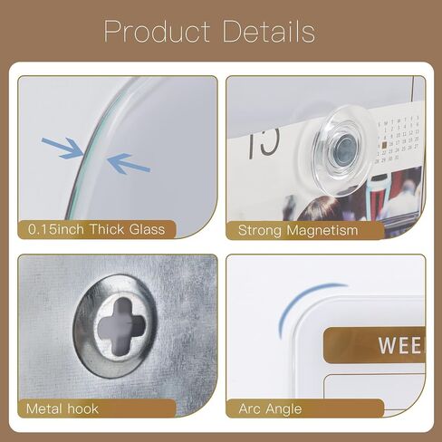 SELEAD 18 "X18" لوحة تخطيط زجاجية مغناطيسية لشقة صغيرة - تقويم جدار Whiteboard Whiteboard Whiteboard ، لوحة Message Todo Board للمطبخ المنزلي والأبيض والذهبي in Saudi Arabia