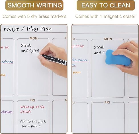 SELEAD 18 "X18" لوحة تخطيط زجاجية مغناطيسية لشقة صغيرة - تقويم جدار Whiteboard Whiteboard Whiteboard ، لوحة Message Todo Board للمطبخ المنزلي والأبيض والذهبي in Saudi Arabia