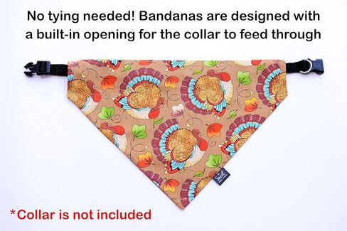 Thanksgiving dog bandana over the collar, funny slip on pet collar cover, cute dog outfit, fall photo props, gift for dog (Fall Turkeys, Small) in Kuwait