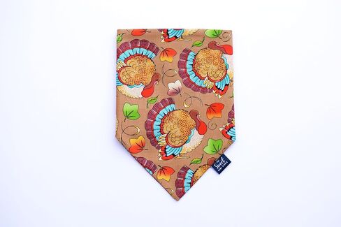 Thanksgiving dog bandana over the collar, funny slip on pet collar cover, cute dog outfit, fall photo props, gift for dog (Fall Turkeys, Small) in Kuwait