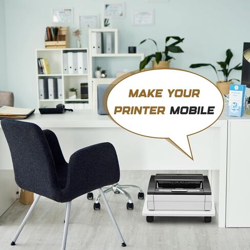 2 Pcs Office Under Desk Printer Stand with 4 Caster Wheels White Movable Printer Copier Shelf and CPU Holder for Home Office Heavy Duty Storage Rack Scanner Fax Machine, 13.78 x 11.81 Inches in Saudi Arabia