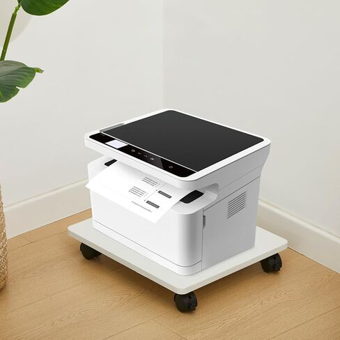 2 Pcs Office Under Desk Printer Stand with 4 Caster Wheels White Movable Printer Copier Shelf and CPU Holder for Home Office Heavy Duty Storage Rack Scanner Fax Machine, 13.78 x 11.81 Inches in Saudi Arabia