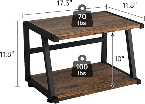 Printer Stand for Desk, 2 Tier Desktop Printer Shelf with Storage, 17.3" Wide x 11.8" Deep, Holder Stand Organizer, Modern Steel Frame Design, 5 Minute Assembly Rustic Brown and Black in Saudi Arabia