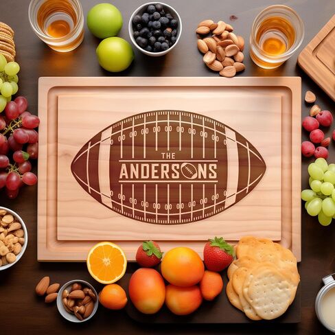 Personalized Football Cutting Board, Custom Football Field Cheese Board, Charcuterie Board, Maple Wooden Serving Tray, Family Sports Gifts in Saudi Arabia